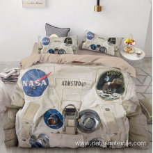 NASA astronaut digital printing brushed bedding set